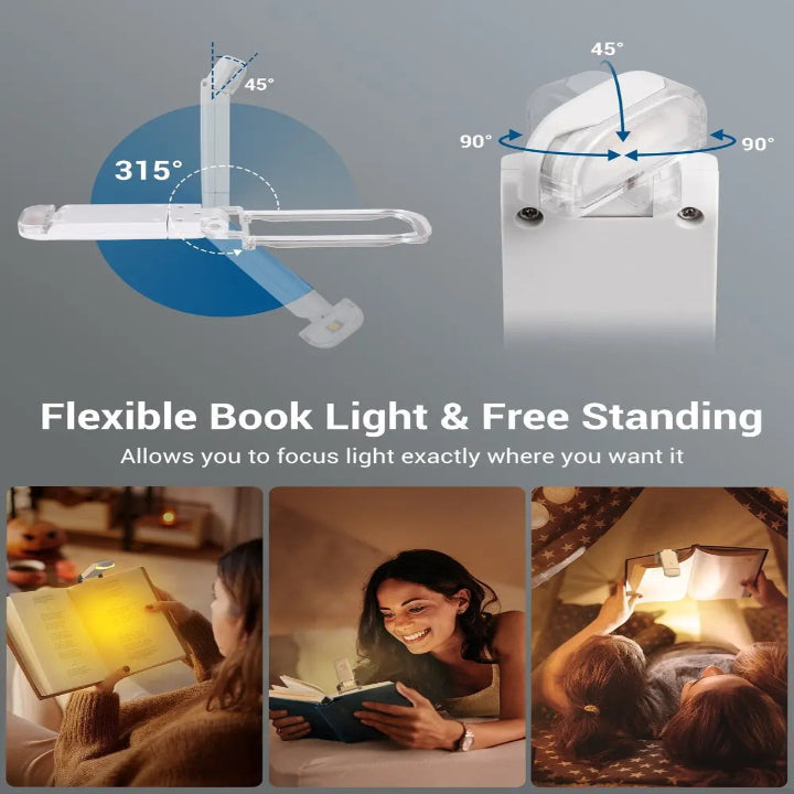 USB Rechargeable Reading Light — Ideal for Nighttime Reading Without Disturbance
